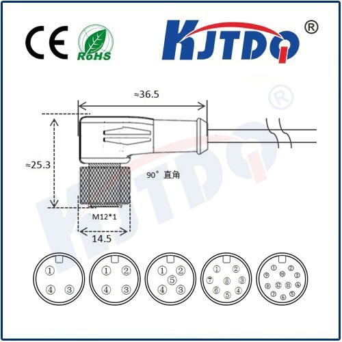 M12連接器 A型-澆鑄電纜系列 彎頭